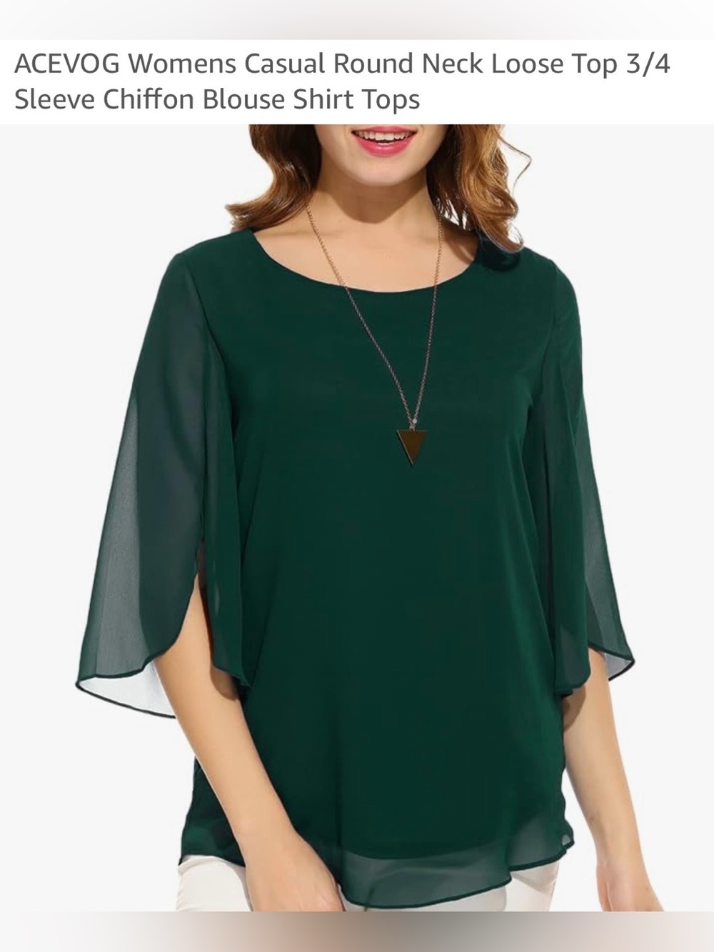 Acevog Plus Size Emerald Green Chiffon Round Neck Flutter Sleeve Blouse NWT
